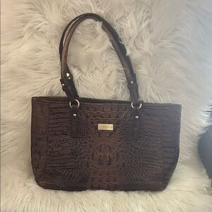 Brown Crocodile Embossed Tote Bag